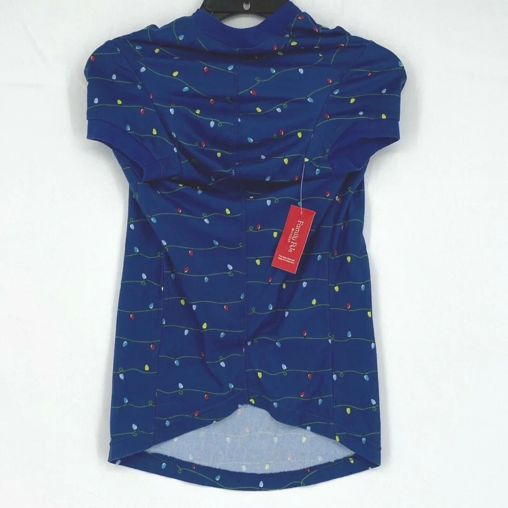 Matching Family Pajamas Pet Dog Size XXL Fleece Navidad Blue Holiday Lights